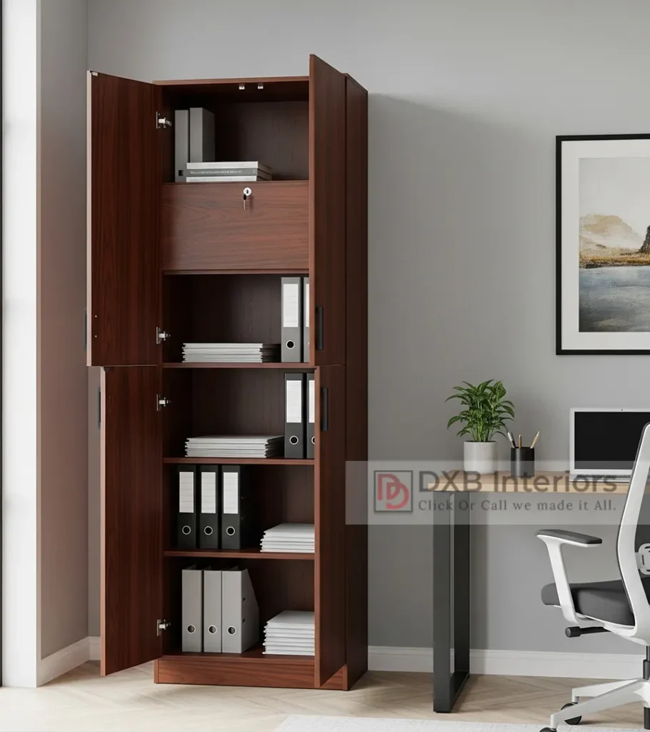 Office almirah design in Pakistan – modern wooden office cupboard by DXB Interiors