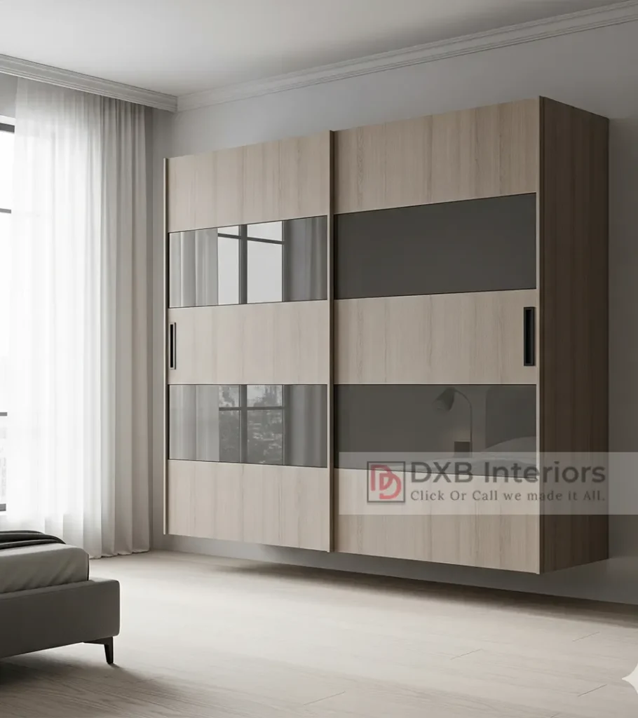 Wall mounted wardrobe design in Pakistan – modern floating wardrobe by DXB Interiors